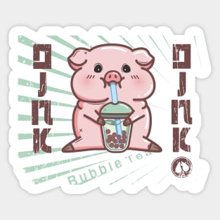 Pig with bubble tea Sticker